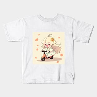 Chibi Cute Girl Ride Scooter Kids T-Shirt